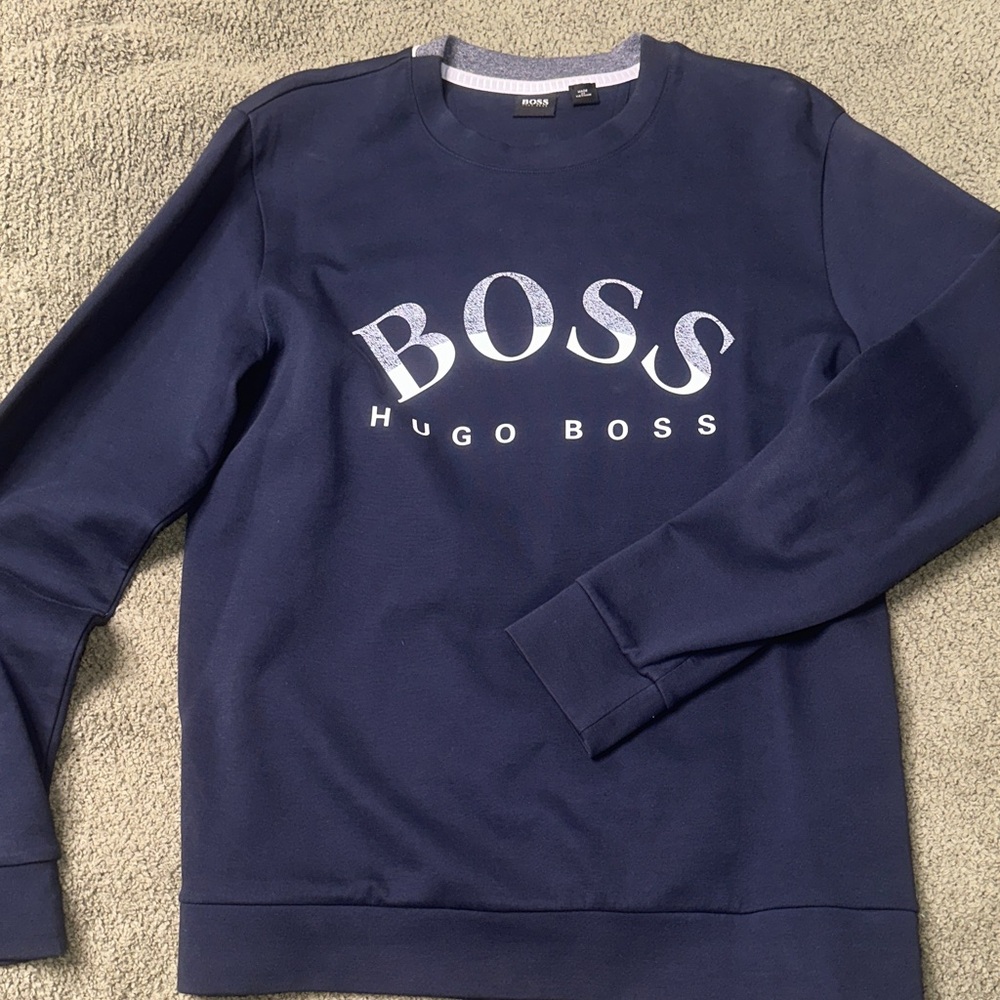 Hugo Boss Men's Crewneck Sweater in Deep Blue